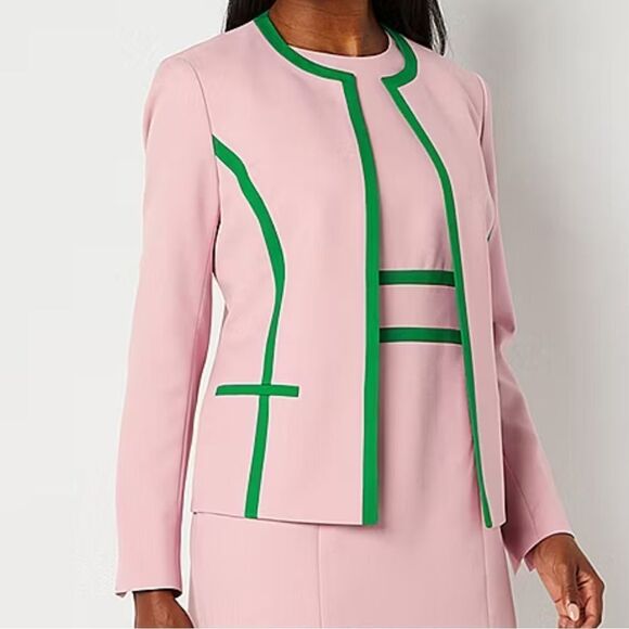 NWT Black Label by Evan-Picone Suit Jacket Size 10 Pink Green - Picture 3 of 10
